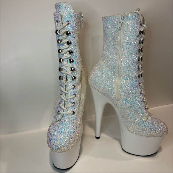 Pleaser FLAMINGO-1020LP 7 Inch Heel Platform Lace-Up Ankle Boot Size 8 - Picture 3 of 5